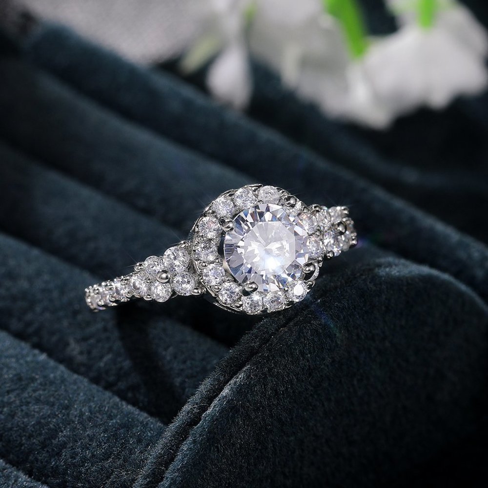 Classic Engagement Anillos Pure CZ Wedding Beautiful Ring for Women, L101 - Picture 3 of 7